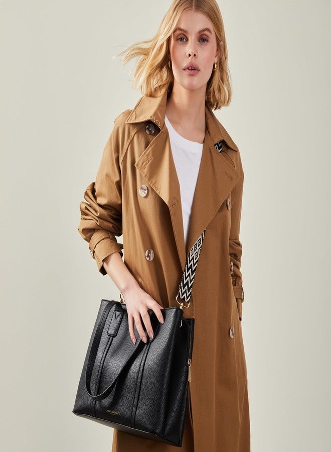 أكسيسورايز حقيبة يد نسائية سوداء بحزام من نسيج شبكي من أكسسورايز لندن - Image 2